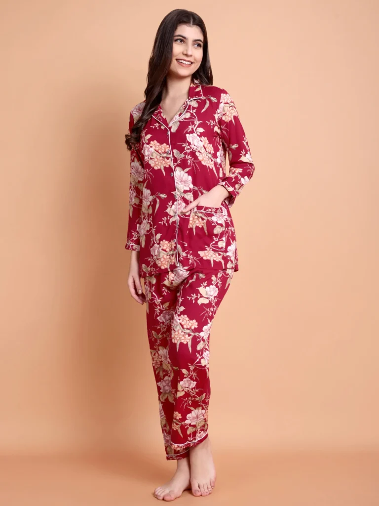 Red Printed Night suit