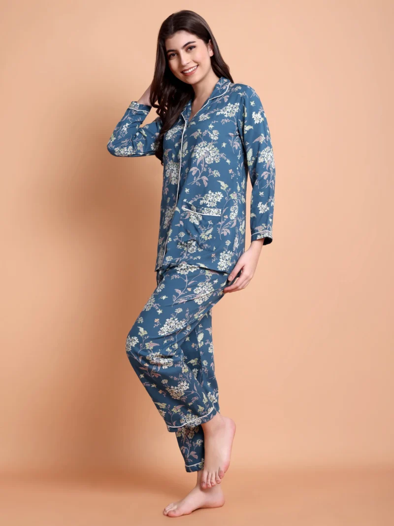 Dark Blue Printed Night suit