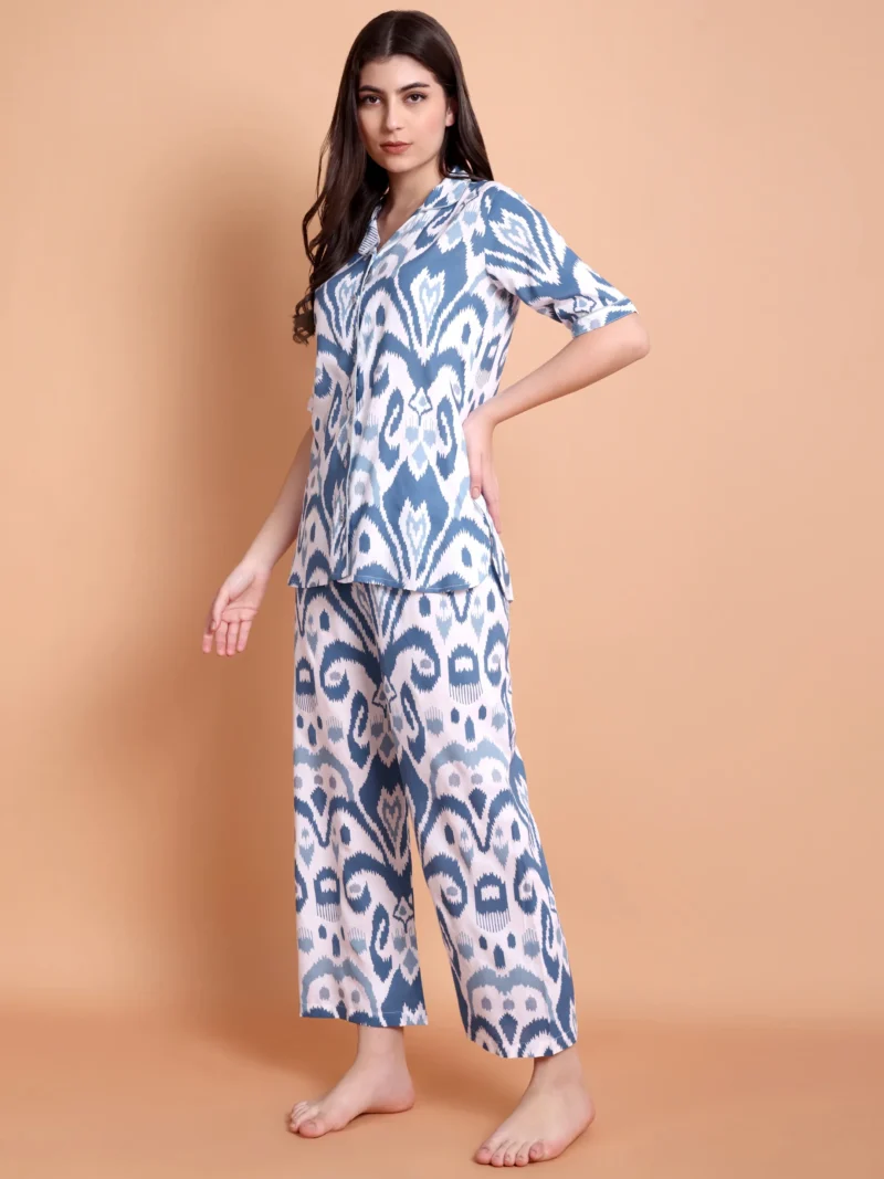 Blue Printed Night suit