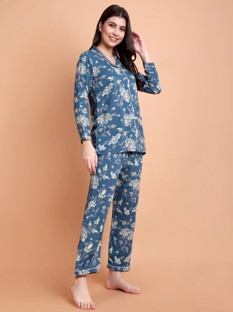 Dark Blue Printed Night suit