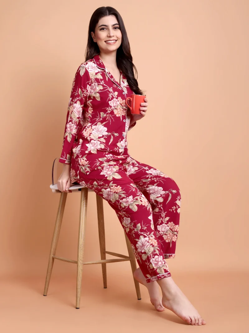 Red Printed Night suit